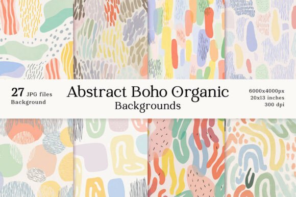 27 Abstract Boho Organic Backgrounds for Creative Projects