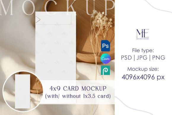 4x9 Menu Mockup with Place Card Wedding