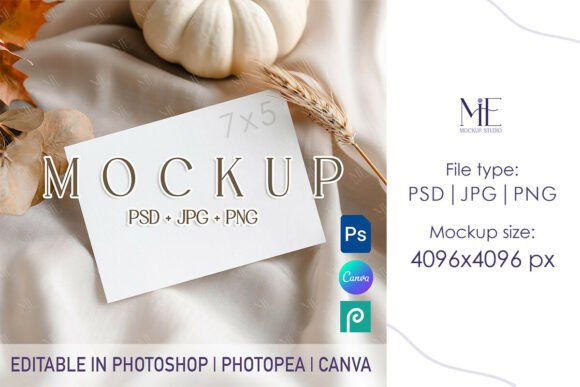 5x7 Fall Invitation Mockup Autumn Greet