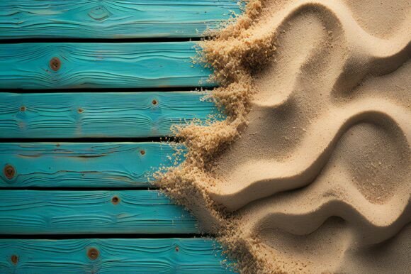 A Pile of Sand on a Blue Wood Surface: A Versatile and Stylish Background Option