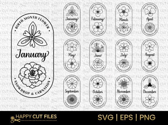 Boho Birth Flower SVG Bundle for Creative Projects