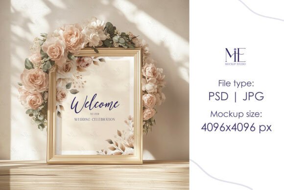 Boho Table Sign Gold Frame Card Mockup: A Creative Tool for Wedding and Event Designers