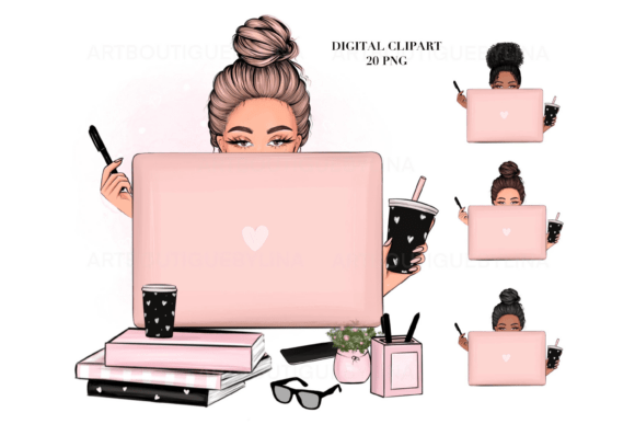 Boss Girl Laptop Clipart Bundle PNG: Stylish & Versatile Design Elements