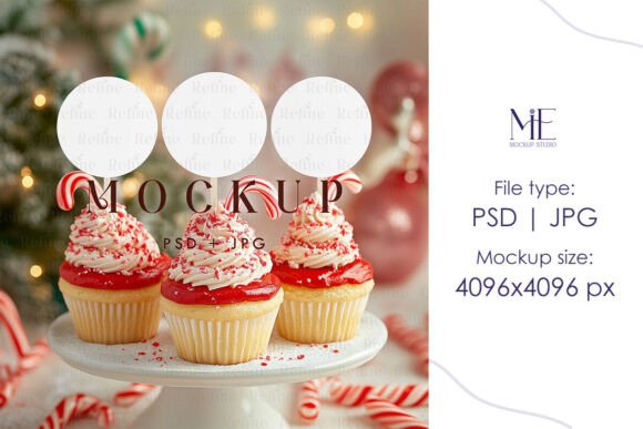 Christmas Cupcake Topper Tag Mockup PSD: A Creative Tool for Holiday Designs