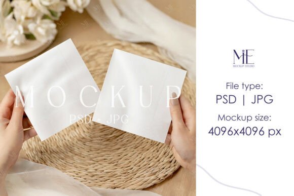 Cocktail Napkin Mock Up Double Napkin