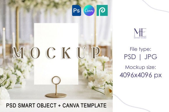 Elegant Wedding Table Number Card Mockup and Digital Design Solutions