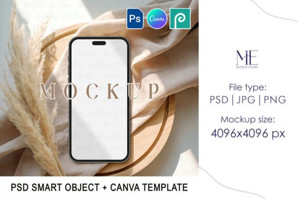 Enhancing Digital Presentations with Bohemian iPhone Screen Mockup PSD PNG