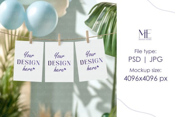 Enhancing Visual Appeal with Garland Banner Mockup, Baby Shower Flag Templates