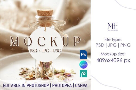 Gift Tag Mockup, Tea Jar Tag Canva PSD: A Designer’s Essential for Realistic Presentations