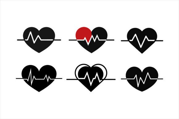 Heartbeat Heart Silhouette Icon Bundle – A Versatile Design Resource for Creative Projects