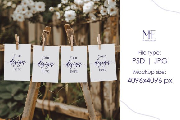 Monthly Photo Banner PSD Mockup, 4 Cards