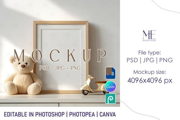 Nursery Poster Frame Mockup A4 Baby Room
