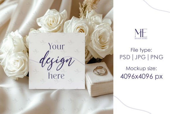 Square Invitation Card Mockup Wedding