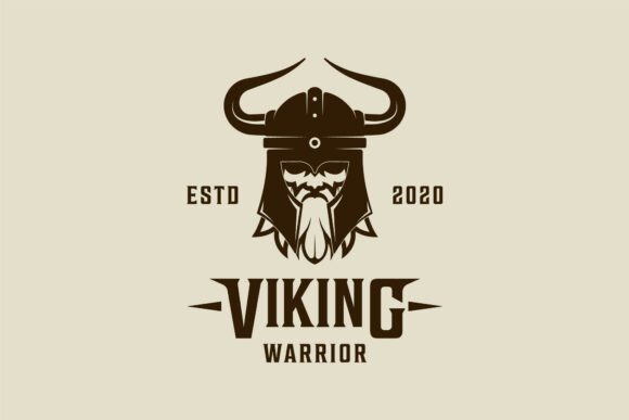 Viking of Helmet with Face Logo Design