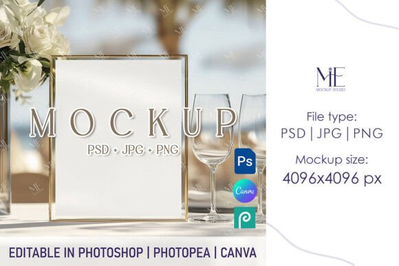 Wedding Table Sign PSD MockUp 8x10