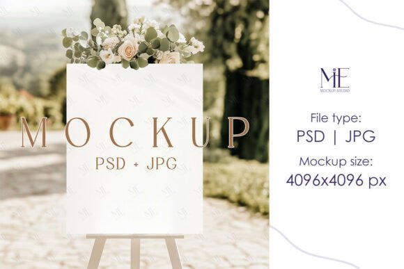 Welcome Sign Mockup 18x24 Easel Sign PSD
